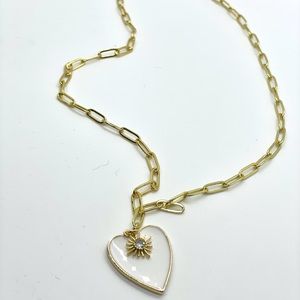 Gold tone paper chain link with charms